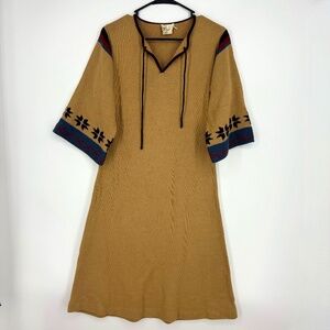 International Botique Size 11/12 Fits XS Small A-Line Sweater Dress Tan Vintage